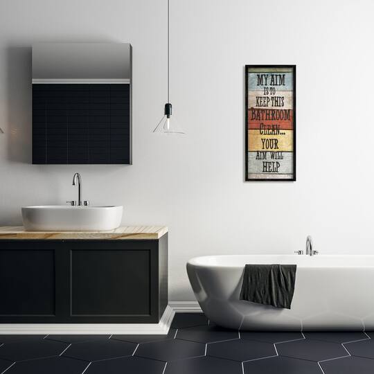 Stupell Industries My Aim Is To Keep This Room Clean ' Bathroom Framed Wall Art